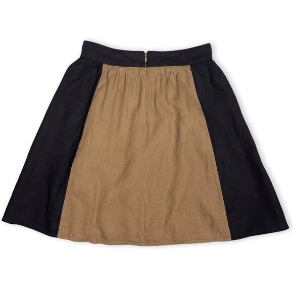 AJ Armani Jeans Linen Colorblock Panel A-Line Skirt - Picture 5 of 9